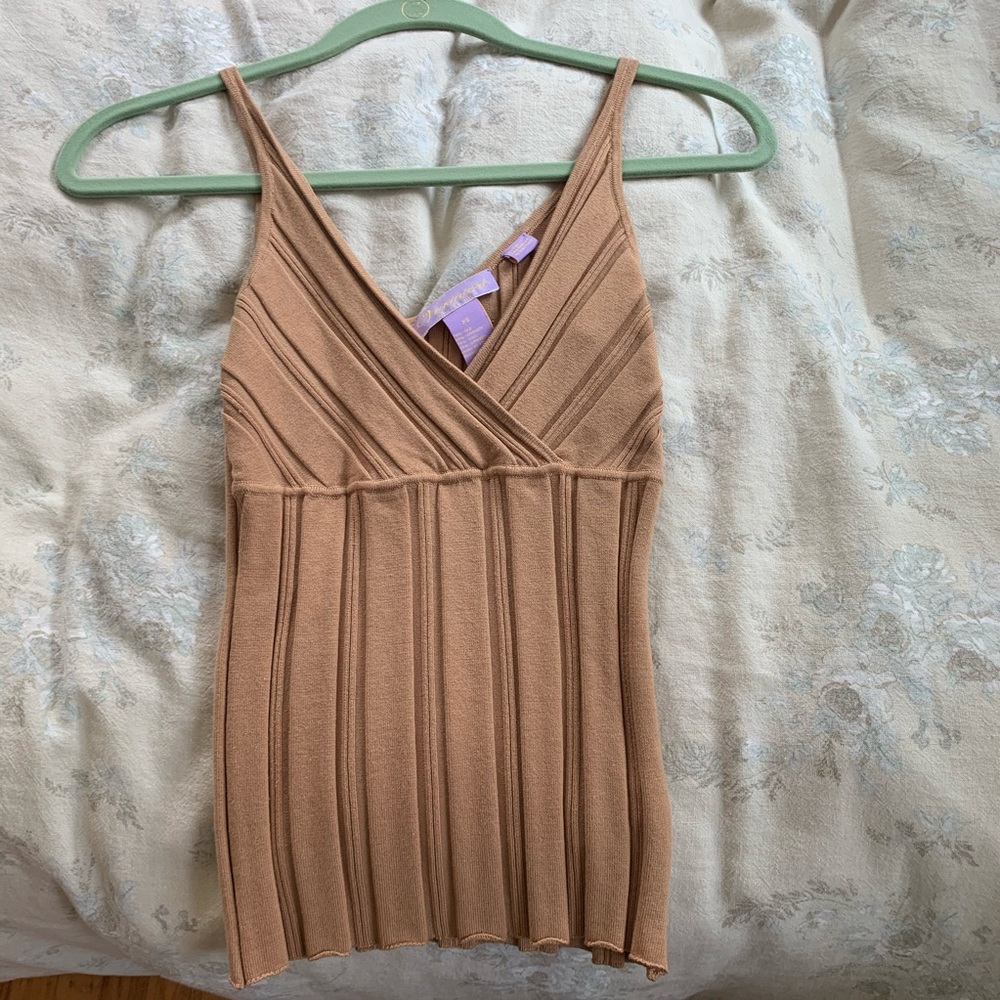 Tan stretchy knit tank top